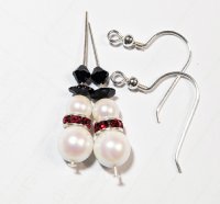 Preciosa Pearl and Sterling Silver Snowman with Light Siam Rondell Earring Kit