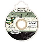 20 Yards of 2mm Black Rattail Cord with Reusable Bobbin