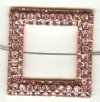 1 30mm Light Rose Rhinestone Square Bright Copper 2 Hole Connector