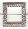 1 30mm Light Sapphire Rhinestone Square Bright Copper 2 Hole Connector