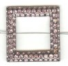 1 30mm Light Rose Rhinestone Square Gunmetal 2 Hole Connector