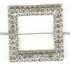 1 30mm Black Diamond Rhinestone Square Silver 2 Hole Connector