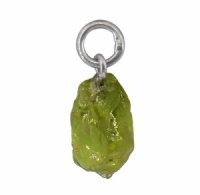 1, 11x7mm Rough Cut Peridot Charm with Rhodium Plated Sterling Silver