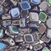 20, 10x8mm Crystal Glittery Graphite Two Hole Glass Rhombus Beads