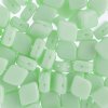 20, 10x8mm Green Silk Two Hole Glass Rhombus Beads