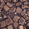 20, 10x8mm Jet Bronze Two Hole Glass Rhombus Beads