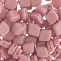 20, 10x8mm Pink Silk Two Hole Glass Rhombus Beads
