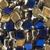 20, 10x8mm California Blue Two Hole Glass Rhombus Beads