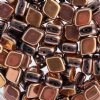 20, 10x8mm Jet Capri Two Hole Glass Rhombus Beads