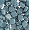 20, 10x8mm Chalk White Dark Blue Lustre Two Hole Glass Rhombus Beads