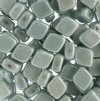 20, 10x8mm Chalk White Dark Green Lustre Two Hole Glass Rhombus Beads