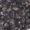 20, 10x8mm Opaque Black Travertine Two Hole Glass Rhombus Beads
