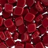 20, 10x8mm Opaque Coral Red Two Hole Glass Rhombus Beads