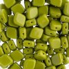 20, 10x8mm Opaque Green Two Hole Glass Rhombus Beads