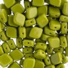 20, 10x8mm Opaque Green Two Hole Glass Rhombus Beads