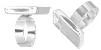 Metal Complex Bright Silver Rectangle Ring Base