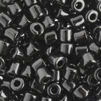 25 Grams 5.8x6.2mm Opaque Black Rola Tube Beads