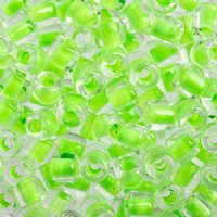 25 Grams 5.8x6.2mm Crystal Colorlined Neon Green Rola Tube Beads