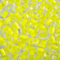 25 Grams 5.8x6.2mm Crystal Colorlined Neon Yellow Rola Tube Beads