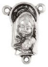 1, 20x10mm Antique Silver Mary and Child / Sacred Heart Connector