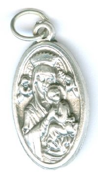 1 24x14mm Antique Silver Mary and Child Medals