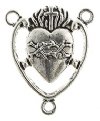 1 17.5mmx15mm Antique Silver Sacred Heart 3 Ring Connector