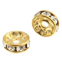 10 4.5mm Gold Rondelles with Crystal Rhinestones