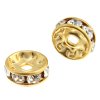 10 4.5mm Gold Rondelles with Crystal Rhinestones