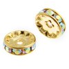 10 4.5mm Gold Rondelles with Crystal AB Rhinestones