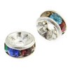 10 4.5mm Silver Rondelles with Multi Crystal Rhinestones
