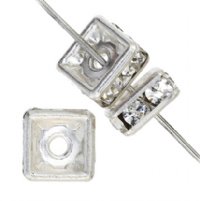 10 8mm Silver Squaredelles with Crystal Rhinestones