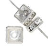 10 8mm Silver Squaredelles with Crystal Rhinestones