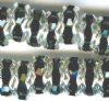 10 6mm Silver Rondelles with Jet Rhinestones
