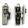 1 29x11mm Antique Silver Skeleton in a Coffin w/ Moveable Lid