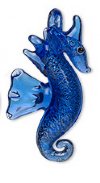 1, 42x24mm Blue and Silver Foil Glass Seahorse Pendant