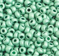 50g 8/0 Matte Metallic Mint Green Seed Beads