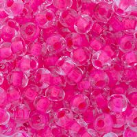 50g 2/0 Crystal Colorlined Neon Pink Seed Beads