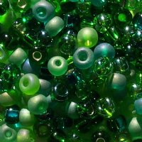 50g 2/0 Green Multi Mix Seed Beads