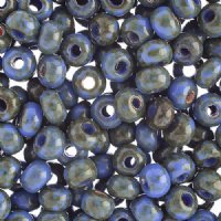50g of 2/0 Opaque Medium Blue Travertine Seed Beads 