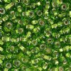 20 Gram Vial of 2/0 Silver Lined Lime Green Seed Beads