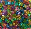 50g 3x3mm Mixed Pastel Silverlined Tiny Cube Beads