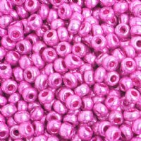 50g 8/0 Metallic Pink Seed Beads