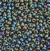 50g 8/0 Metallic Green Iris Seed Beads