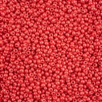 25 Grams of 8/0 Preciosa PermaLux Dyed Chalk Gloss Red Seed Beads