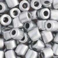 25 Grams 5.7mm Matte Metallic Silver Large Hole Tube Beads