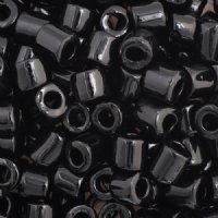 25 Grams 5.7mm Opaque Black Large Hole Tube Beads