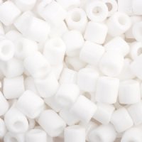 25 Grams 5.7mm Opaque White Large Hole Tube Beads