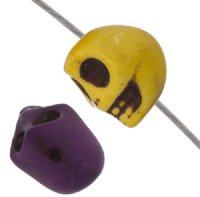 18 10mm Multi Dyed Magnesite Skull Beads