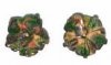 2, 14mm Carved Unakite Flower Beads