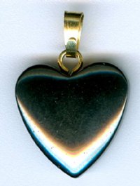 1 15mm Hematite Heart Pendant with Gold Bail